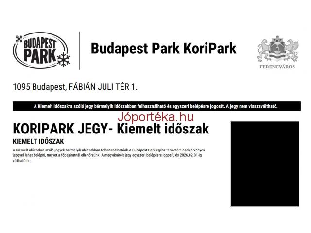 2db korcsolya jegy Budapest Park-kiemelt időszak