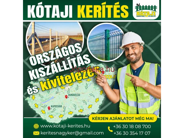 Kerítés építés országosan! Drótkerítés, drótháló, vadháló, oszlop, kapu